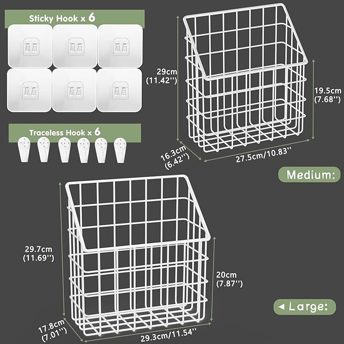 2 Pack Bath Toy Storage Organizer Basket, Large Metal Bathtub Toy Holder, Wall Mounted Hanging Shower Basket, Bath Toy Organi