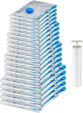 Amazon Basics Vacuum Storage Bags with Hand Pump for Travel, Space Saving Compression Bags for Clothes, Clothing, Blankets an