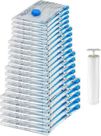 Amazon Basics Vacuum Storage Bags with Hand Pump for Travel, Space Saving Compression Bags for Clothes, Clothing, Blankets an