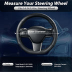 SEG Direct Flat Bottom Steering Wheel Cover, D Shaped Car Wheel Cover 14-14 1/4 in. (35.5-36 cm), for Tesla Model 3 / Y, for 