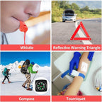 Car Roadside Safety Kit - 129pcs Black Red Winter Emergency Road Side Assistance Kits Auto Essential Kit for Men, Women, Teen