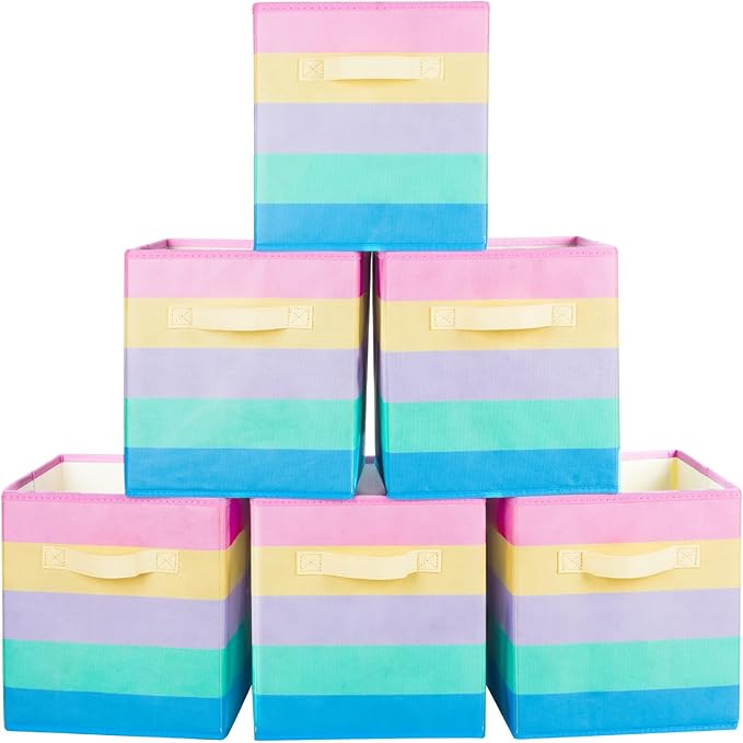 ShellKingdom Storage Bins, Foldable Fabric Storage Cubes And Cloth Storage Organizer Drawer For Closet And Toys Storage, 6 Pa