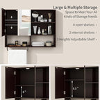 Medicine Cabinet, Wooden Bathroom Wall Cabinet with 2 Doors, Adjustable Shelves & Towel Bar, Over Toilet Storage Cabinet Wall
