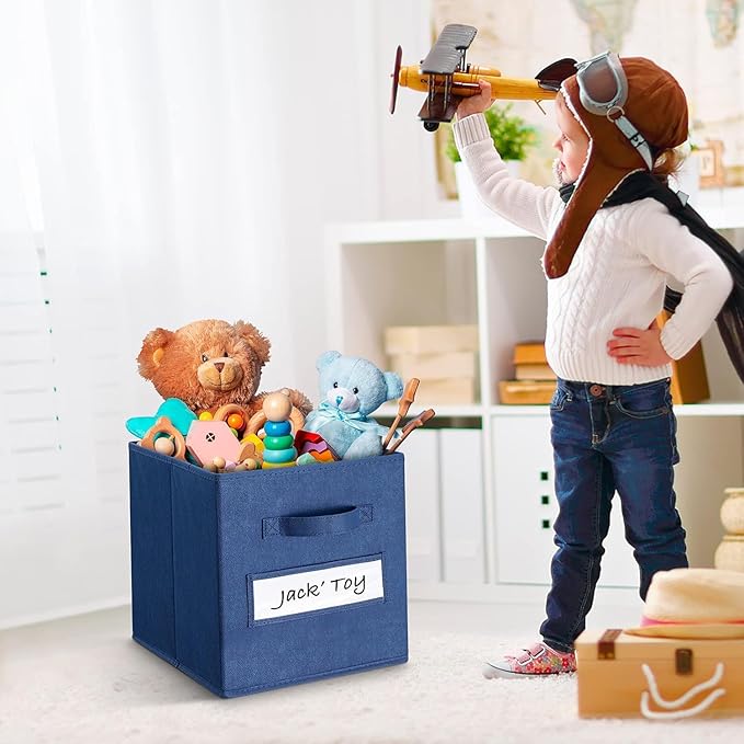 artsdi 13x13x13 storage cube bins (Set of 10) Fabric storage cubes with 10 Labels Window Cards & a Pen, storage cubes 13x13, 