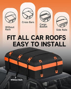Car Rooftop Cargo Carrier Bag 30 Cubic Feet, Soft-Shell Luggage Cargo Bag Waterproof Bag, Include 2 Reinforced Straps, 6 Door Hooks, Anti-Slip Mat, Luggage Lock
