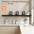 Dreamland 55 Inch Black Floating Shelves for Wall,8 Inch Deep Floating Shelves,55" W x 8" D Wall Shelves for Bedroom,Living R