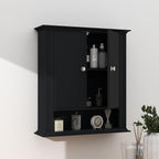 Bathroom Cabinet Wall Mounted| Over the Toilet Storage Cabinet with 2 Doors & Adjustable Shelf, Hanging Wall Cabinet, Upper C