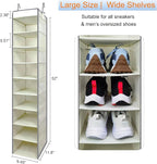 2 Pack Large-Sized Hanging Shoe Organizer 10-Shelf, Sturdy Hanging Closet Organizer with 8 Side Pockets, Wider Hanging Shelve