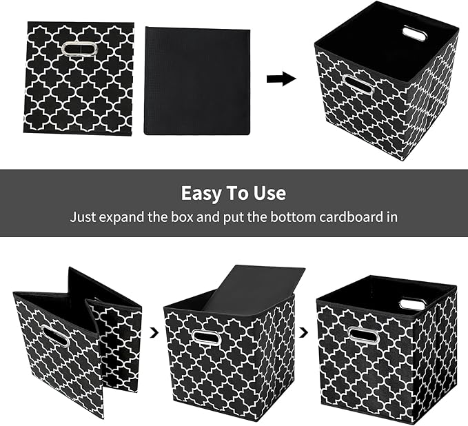 11 Inch Cube Storage Bins , Fabric Cube Organizer Bins with Handle, Foldable Cube Bins for Cloth or Accessary Storage, 11x11x