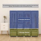 MOGELAFOO Portable Closet Wardrobe, 67-Inch Clothes Organizer with 4 Hanging Rods and 8 Shelves, Non-Woven Fabric Cover, Larg