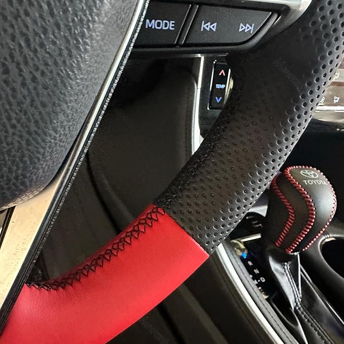MEWANT Breathable Hand Sewn Car Steering Wheel Cover for Toyota Camry 2018-2019 / Toyota Avalon 2019 / Toyota Corolla 2019-2020 / Toyota RAV4 2019 Steering Wheel Accessories