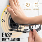 LEVERLOC Soap Holder Shower with Hooks, Bar Suction Cup Soap Dish Tray for Wall, Rust-Proof Stainless Steel Sponge Caddy for 