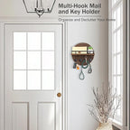dreampossible Key Holder Wall Mount - 10.2 Inch Decorative Key Rack and Mail Organizer with 8 Key Hooks - Wooden Key Hanger w