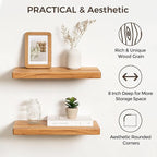 Floating Shelves 30" W x 8" D, Solid Elm Wood Shelves for Wall, 8 Inch Deep Floating Shelves for Home Storage & Display, Rust