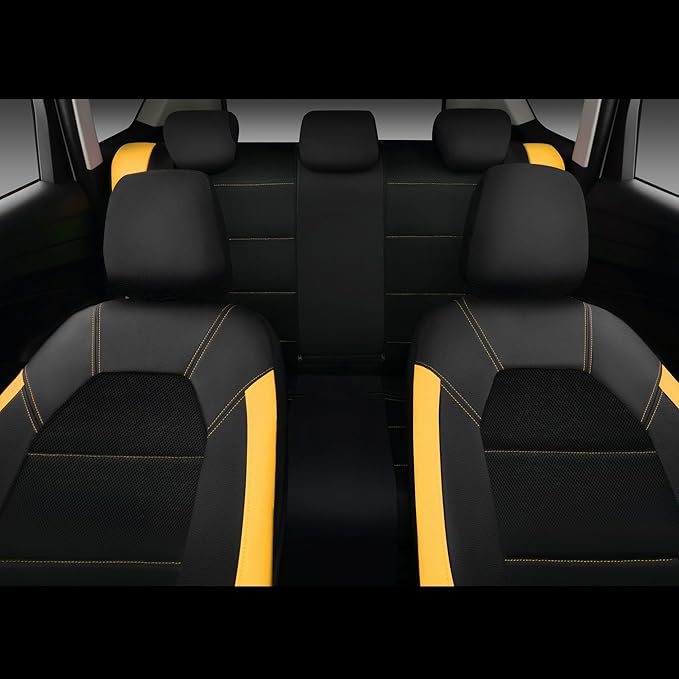 CAR PASS Leather Seat Covers, Breathable Universal Car Seat Cover Full Set for Cute Women Girly,5mm Composite Sponge Inside,A