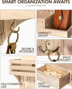 Rebee Vision Decorative Key Holder Wall Mount with Mini Drawer Organizer - Farmhouse Key Holder for Wall with Mail Organizer 