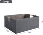 Fabric Storage Bin Box Foldable Cotton Linen Storage Basket with Wooden Handles Rectangular Cube Decorative Home Laundry Orga
