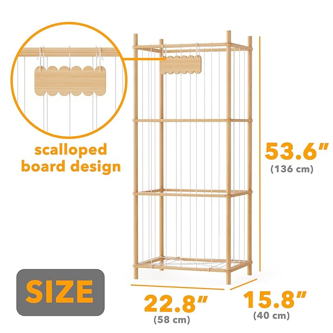 SpaceAid Stuffed Animal Storage Organizer, Wood Animals Zoo Toy Plushies Storage Holder, Large Capacity Plush Toy Cage for Pl