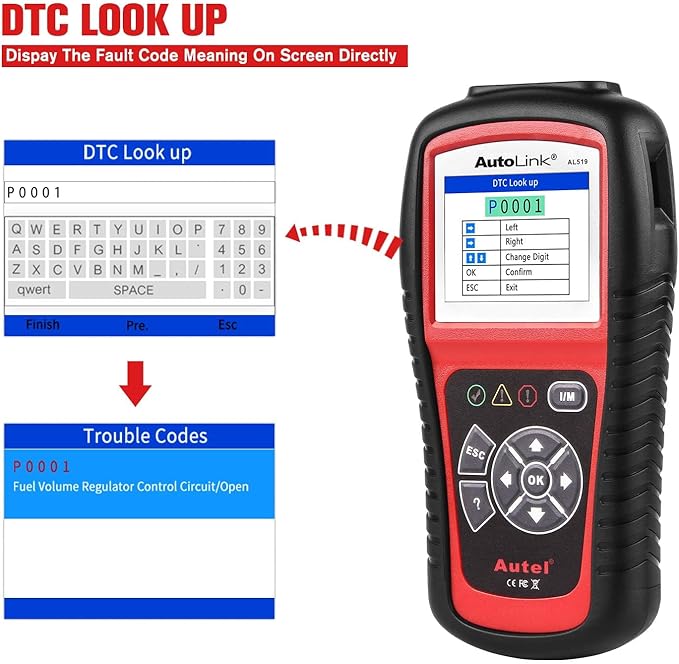 Autel AutoLink AL519 Car OBD2 Scanner, Classic Enhanced Mode 6 Engine Fault Code Reader OBDII CAN Diagnostic Scan Tool,