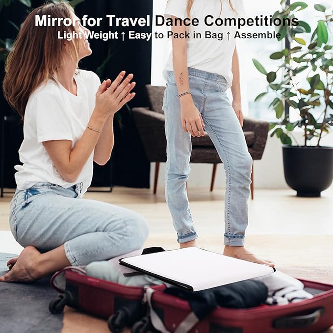 LPHUMEX White Foldable Full Length Mirror for Dance Bag, 33x13 Inch Portable Folding Body Mirror for Dance Travel Wedding Gol