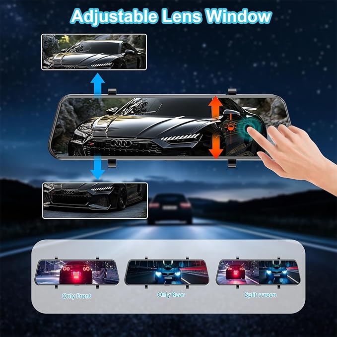 Mirror Dash Cam 4K Front and 2.5K Rear, IMX415 Rearview Mirror Camera for Cars, 5.8GHz WiFi, WDR, G-Sensor, Night Vision, Rev