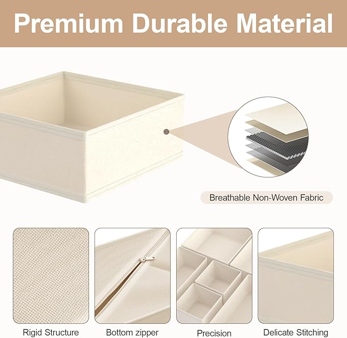 Drawer Organizer Clothes & Dresser Organizers - 12 Pack Foldable Drawer Dividers, Baby Clothes Organizer & Nursery Storage fo