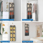 Clear Handbag Storage Organizer Dust Cover Bags-Over The Door Handbag Storage Organizer with Zippers 4 Grids Vesiable Fully E