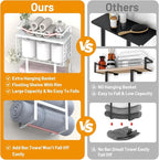 Towel Racks for Bathroom Wall Mounted, 4 tire Bath Towel Storage - with 2 Pack Towel Shelf and Floating Shelves Over Toilet, 