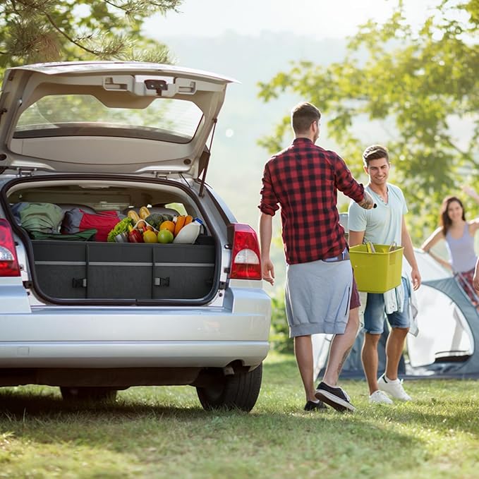 112L Large Capacity Car Trunk Organizer with 20L Insulated Fresh-Keeping Bag, Heavy-Duty 600D Waterproof Oxford Collapsible