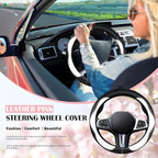 SuperKaKa Car Steering Wheel Cover 2024, Universal Auto PU Cute Breathable Slip-Proof Comfort Imitation Leather Protector Car