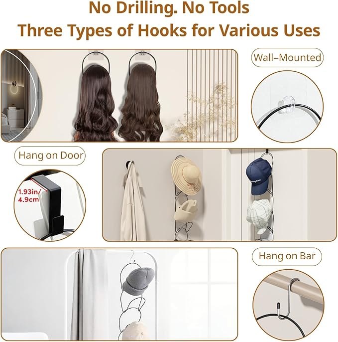 LINFIDITE 15 Pack Hat Rack Hanger Holder Organizer Closet Hanging Baseball Cap Display Storage Rack for Scarves Handbags Towe