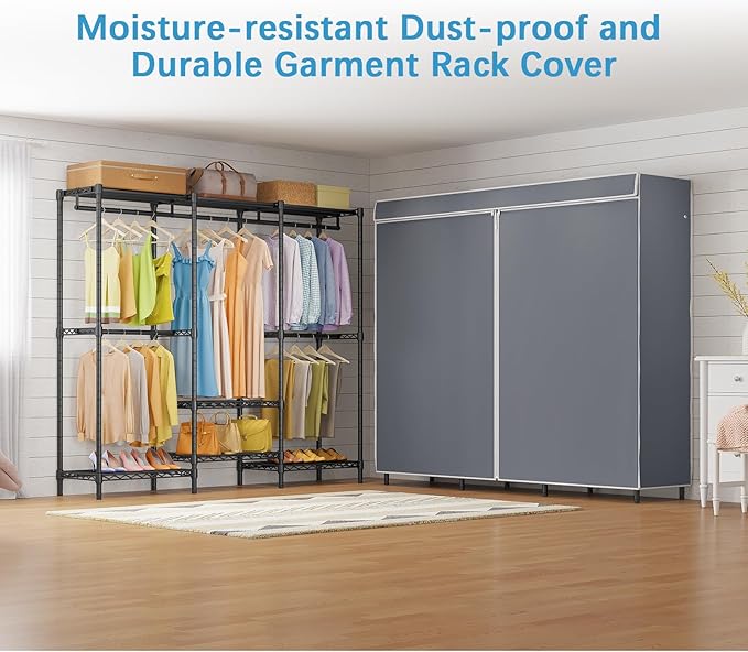 VIPEK V5C SE Covered Garment Rack Heavy Duty Clothes Rack with Cover and Adjustable Shelves, Freestanding Portable Closet Rac