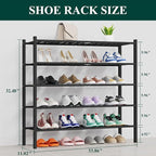 Smiry Shoe Rack, 5 Tier Thick Long Bamboo Shoe Organizer, Stackable Free Standing Wooden Shoe Storage Shelf for Closet, Entry