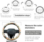 Rainbow Love&Peace Steering Wheel Cover Auto Jacquard Steering Wheel Protector, Anti-Slip, Breathable, Absorbing Sweat, Universal Car Accessories 14.5–15 inch,Fit for Most Car, Trucks, SUV