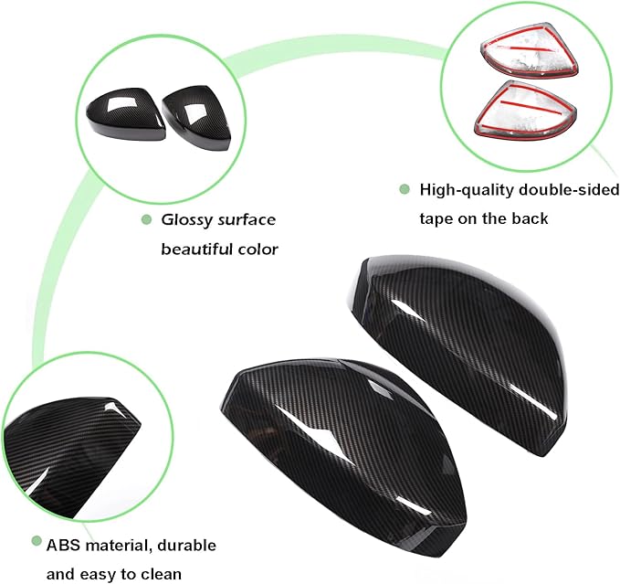 ABS Rearview Mirror Cover Side Mirror Protector Exterior Decoration for Land Rover Evoque 2016-2019,For Land Rover Discovery Sport 2015-2019,For Jaguar F-Pace X761 (Carbon fiber style)