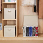 Zilink Upgraded Clothes Organizers with Lids and Support Boards Large Sweater Organizer for Closet Shelf with 5 Grids Divider