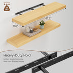 Heimlove 48W x 12D Long Floating Shelf, 12 Inch Deep Floating Shelves for Wall Set of 2, Wood Shelves for Bedroom Living Room