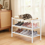 Smiry Bamboo Shoe Rack 3-Tier, Stackable Wooden Shoe Organizer for Entryway & Closet, Free Standing Wood Shoe Storage Shelf f