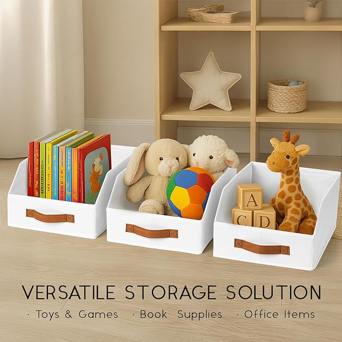 Homsorout Fabric Storage Bins for Organizing - 6 Pack Large Trapezoid Collapsible Storage Bins with Front Handle, Closet Orga