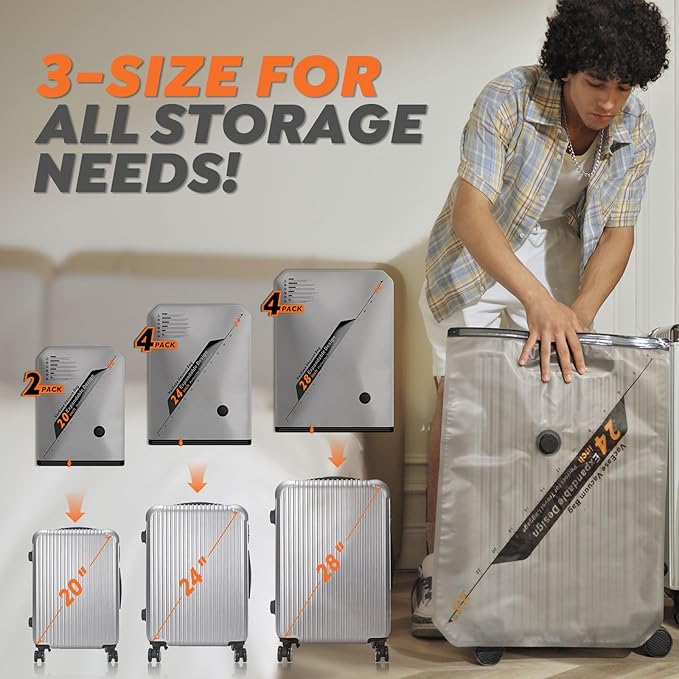 Rechargeable Wireless Pump Travel Storage Bags Set - 10 Pack Portable Space Saver Bags for Travel & Home - Vacuum Compression