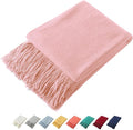 Homiest Decorative Knitted Throw Blanket with Fringe, Lightweight Acrylic Knit, Soft & Cozy Tassel Blanket for Couch, Sofa, B