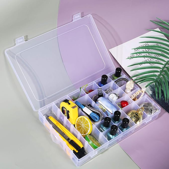 Umirokin 2 Pack 36 Grids Bead Organizer Box, Plastic Craft Organizers and Storage with Adjustable Dividers, Screw, Parts & Ta