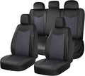 Coverado Car Seat Covers 5 Seats, PU Leather Seat Covers Fullset, Printed Breathable Mesh Design, Front and Rear Car Seat Pro