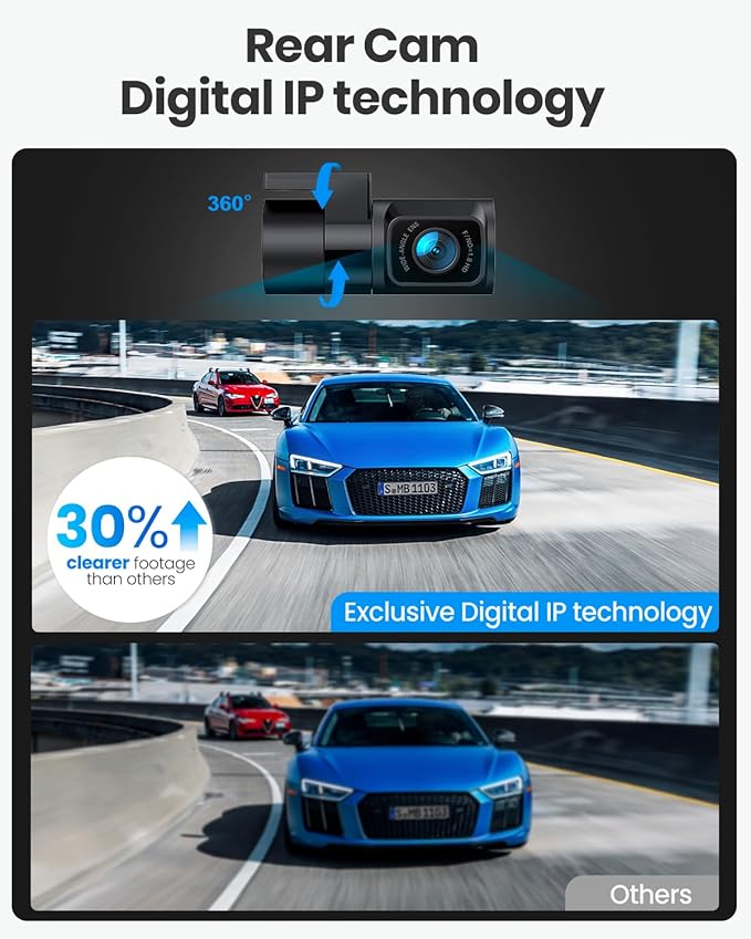 Real 4K Dash Cam Front and Rear, 5.8GHz Wi-Fi GPS, Dual Camera HDR with Top-Level Sensor, 3.3'' IPS Screen, Super Night Visio