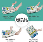 6 Pcs Compression Packing Cubes Waterproof Suitcase Travel Bag Luggage Backpack Organizer Travel Cubes for Packing-Pink and G