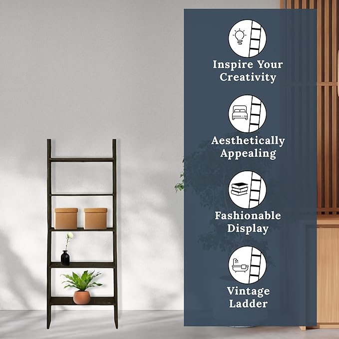 BARNWOODUSA Throw Blanket Ladder – Fully Assembled Reclaimed Wood – Rustic Decorative Ladder for Towels, Quilts, & More – Per