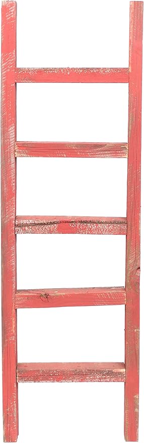 BarnwoodUSA Rustic Decorative Ladder - 100% Upcycled Wood (48" x 12" x 1.5", Rustic Red)