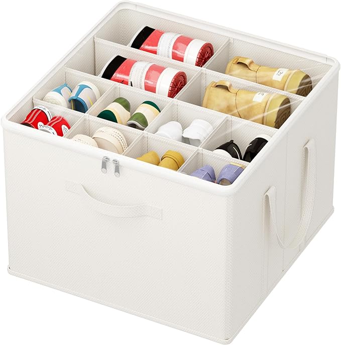 Lifewit Shoe Storage Organizer for Closet, Fabric Large Shoe Box Storage Containers with Clear Cover, Foldable Bins for Boots