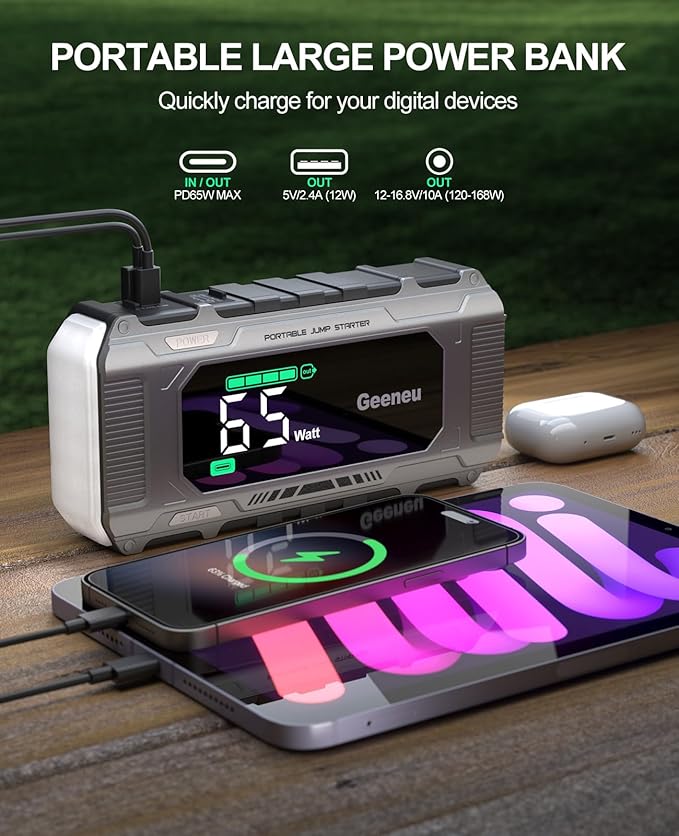 Car Battery Charger Jump Starter, 8000A Portable Jumper Starter with PD 65W Quick Charger, Jump Box 12V Battery Booster