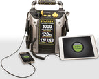 STANLEY J5C09 1000 Peak Amp Automotive Jump Starter, Portable Power - 2.1A/10W USB Port, 12V Outlet, 120 PSI Air Compressor